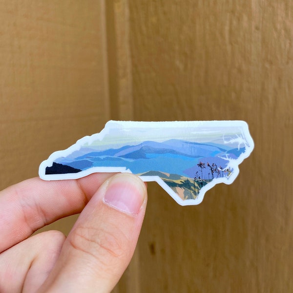 North Carolina Blue Ridge Mountains Sticker 1.5x3 | NC Art - Tar Heel State, Blue Ridge Parkway, Asheville Sticker