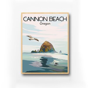 Cannon Beach Haystack Rock Travel Poster | Oregon Beach  – Fine Art Print of Oregon Coast Near Ecola State Park | Pacific Northwest Decor
