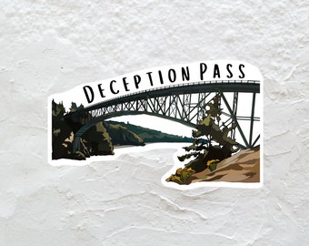 Calcomanía del puente Deception Pass: Calcomanía de vinilo del parque estatal de Washington