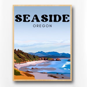 Seaside Oregon Coast Poster - Travel Print - Multiple Sizes, High Quality Archival Ink and Paper, Beach Landscape Poster