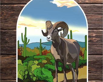 Big Horn Sheep Vinyl Waterproof Sticker | Southwest USA sticker