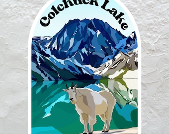 Calcomanía de Colchuck Lake, Washington: calcomanía de vinilo The Enchantments, calcomanía impermeable para uso en exteriores, calcomanía resistente a los rayos UV, calcomanía de cabra montés
