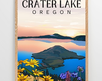 Konsttryck av Crater Lake National Park: Landskap i Oregon Poster