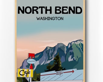 North Bend Poster | Twin Peaks Print Washington – Fine Art Print of Mount Si and Little Si on High-Quality Paper | Pacific Northwest Decor