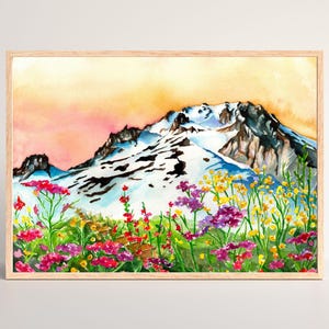 Mt. Hood Watercolor Art Print: Oregon Travel Poster
