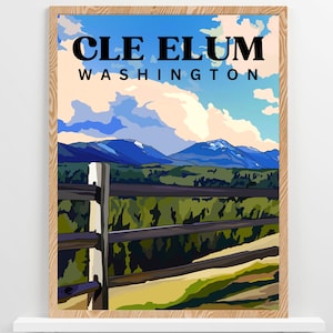 Póster de viaje de Cle Elum, Washington Beach: impresión de pared en varios tamaños con tinta y papel de archivo de alta calidad