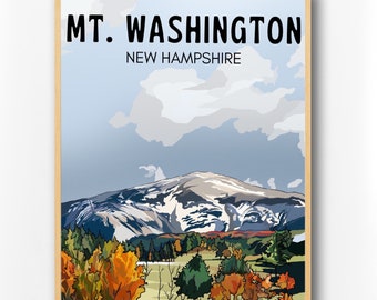 Mount Washington Art Print: New Hampshire Landscape Travel Poster