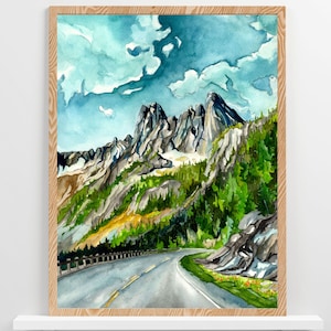 North Cascades National Park Wall Art Watercolor Print - Travel Print - Washington State Gift - Pacific Northwest Liberty Bell Poster