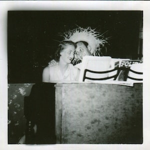 Vintage Photo Cute Couple Behind the Piano 1950&#39;s, Original Found Photo, Vernacular Photograph