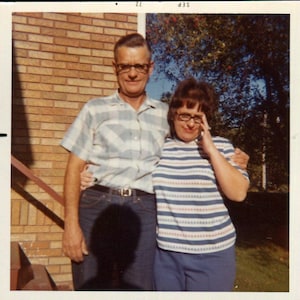 Vintage Photo Shy Couple Pose For Photo 1960&#39;s, Original Found Photo, Vernacular Photography