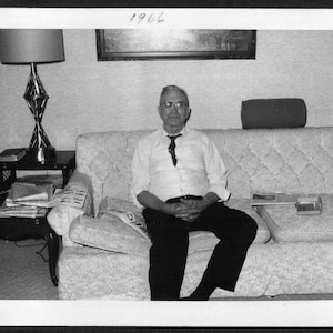 Vintage Photo Dad on the Sofa Reading the Evening Paper 1950&#39;s, Original Found Photo, Vernacular Photograph