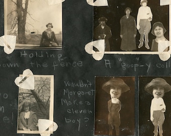 Antique Album Page Entitled "Freaks" with Novelty and Collage Photos That Are Captioned 1910's, Original Found Photo