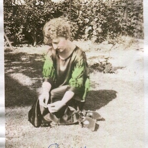 Antique Snapshot Sad Ardell Hand Tinted Woman 1910&#39;s, Original Found Photo, Vernacular Photograph