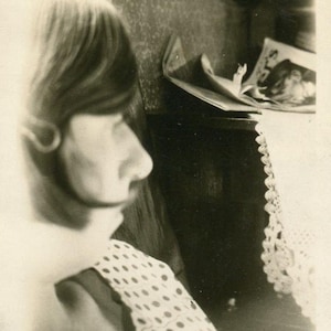 Vintage Photo Sideview of Girl&#39;s Nose Looking at Magazine 1920&#39;s, Original Found Photo, Vernacular Photograph