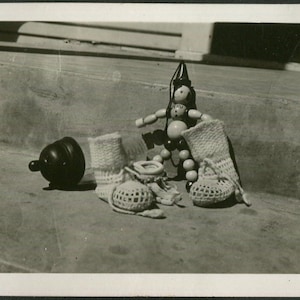 Vintage Photo Still Life Photo of Baby Shower Items Toys 1940&#39;s, Original Found Photo, Vernacular Photograph