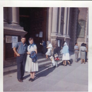 Vintage Photo Henry and Kathleen at Shrine of Guadalupe in Mexico 1960's, Original Found Photo, Vernacular Photograph