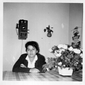 Vintage Photo Sullen Girl at the Dining Room Table 1960&#39;s, Original Found Photo, Vernacular Photograph