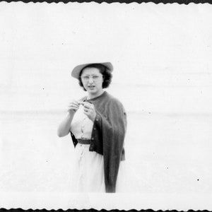 Vintage Photo Woman on the Beach White Out 1950&#39;s, Original Found Photo, Vernacular Photograph