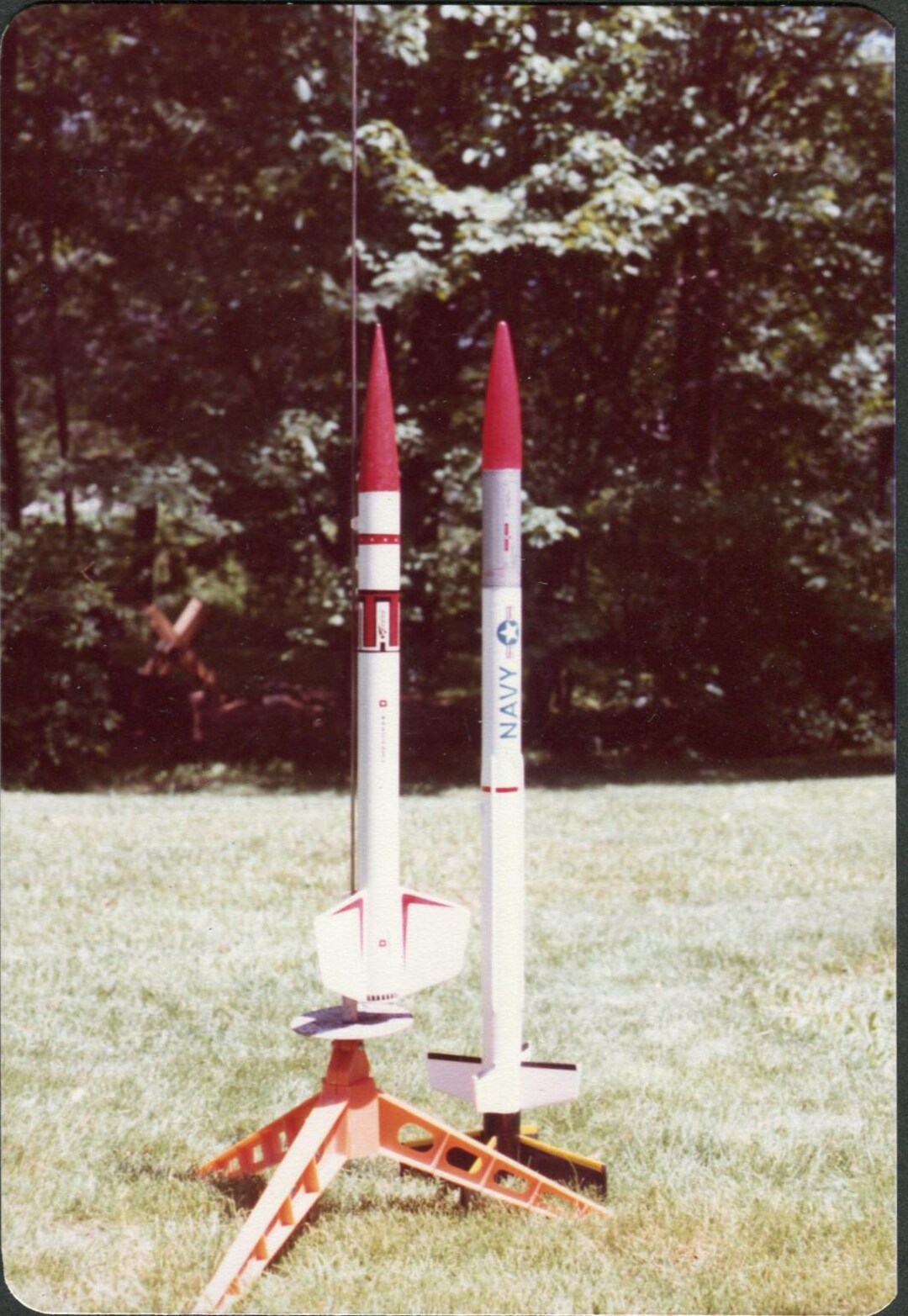 Vintage Color Snapshot Photo of Model Rockets in Yard 1970's, Original ...