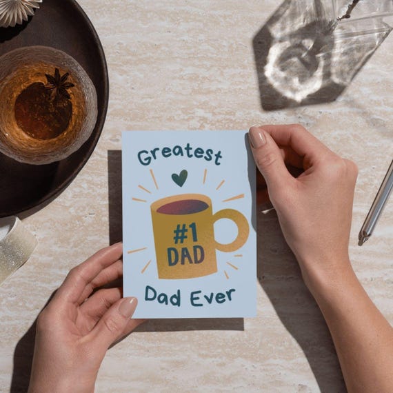 Dad Mugs カード Number 1 Dad Mug Card for Father's Day. Printable Digital File for