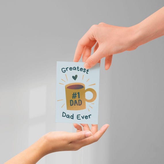 Number 1 Dad Mug Card for Father's Day. Printable Digital File for