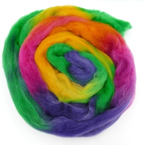 90 EUR/kg combed top, 50g spinning fibers, felting wool, fairytale wool, wool for spinning, felting, weaving, spinning ribbon, Schoppel 1505 Kunterbunt