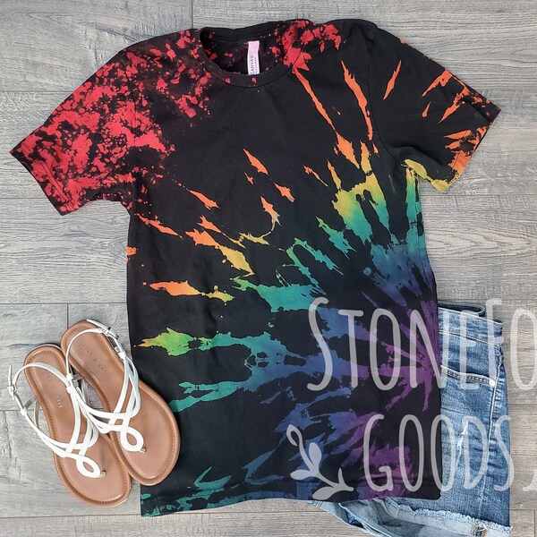 reverse tie dye rainbow
