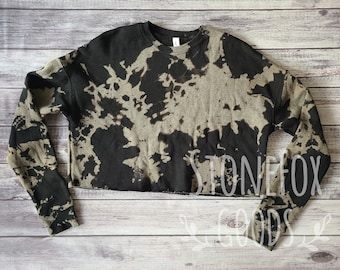 Medium - Ready to Ship - Reverse Tie Dye Crop Fleece Sweater