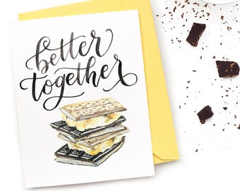 Better Together Love Card - Cute S'mores Card for Valentine's Day or Anniversary or Just Because