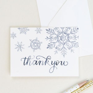 Snowflake Thank You Cards Set of 8 Blank Inside Christmas Thank You image 1