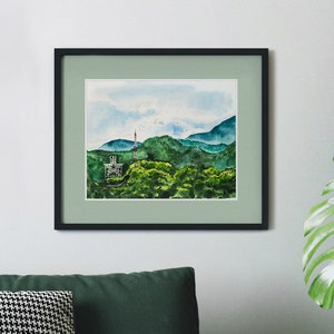 Mill Mountain Star Art Print - Roanoke Virginia Mountain Watercolor Painting