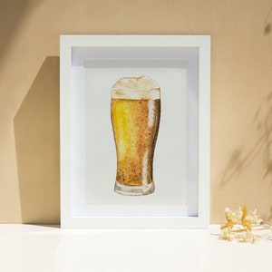 Beer Art Print - Kitchen Art - Bar Decor - Manly Drink Art Print - Watercolor Fine Art