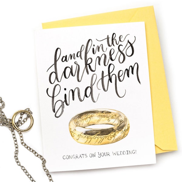 In the Darkness Bind Them Card - Nerdy LOTR Wedding Card