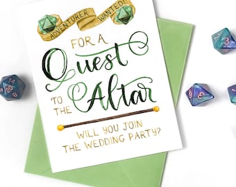 D&D Wedding Party Proposal Card - Blank Inside - Gender Neutral Quest to the Altar Wedding Party Card