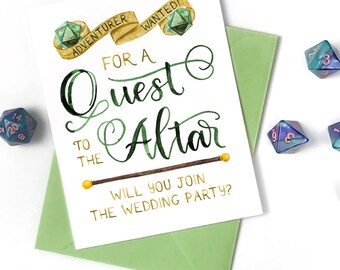 D&D Wedding Party Proposal Card - Blank Inside - Gender Neutral Quest to the Altar Wedding Party Card