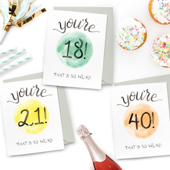 Specific Age Weird Birthday Card Blank Inside Funny | Etsy