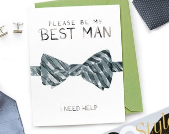 Best Man Proposal Card - Blank Inside - I Need Help - Wedding Party Proposal Card