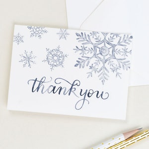 Snowflake Thank You Cards Set of 8 Blank Inside Christmas Thank You image 2