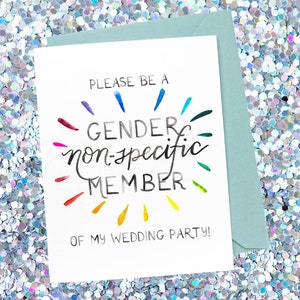 Gender Non-Specific Member Proposal Card - Blank Inside - Wedding Party Proposal Card - Watercolor Card