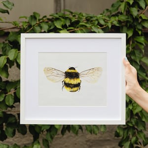 Bumble Bee Watercolor Print - Watercolor Bumblebee Painting