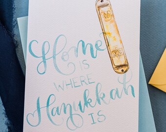 Home is Where Hanukkah Is Mezuzah Card - Sweet Chanukah Card