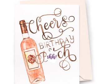 Birthday B**** - Blank Inside - Funny Birthday Card - Hand Lettered Card - Watercolor