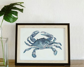 Blue Crab Watercolor Print - Animal Art - Watercolor Painting - Maryland Crab