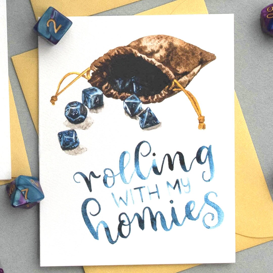 Rolling With My Homies Card - Dungeons and Dragons Dice Meet 90s Funny ...