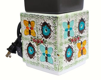 Colorful Large Hand Painted Butterflies Ceramic Electric Wax Warmer Butterfly and Bugs Bohemian Home Decor FREE SHIPPING