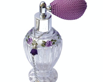 Lindo estilo vintage pintado à mão lavanda rosa vidro vitoriano perfume atomizador frasco romântico decoração presentes para mulheres frete grátis