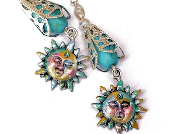 Funky Boho Sun Earrings Colorful Bohemian Jewelry FREE SHIPPING