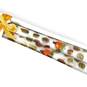 Decorative Hand Painted Pumpkin Taper Candles Falling Leaves Pumpkin Decor Fall Thanksgiving Dining Room Table Centerpiece Decorations