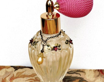 Frasco atomizador de perfume de vidro vitoriano vintage dourado antigo, romântico, bonito, decoração de penteadeira de quarto, presentes exclusivos para mulheres, frete grátis