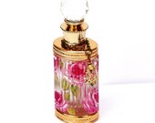 Elegant Crystal Glass Gold Perfume Bottle Romantic Painted Rose Decor FREE SHIPPING